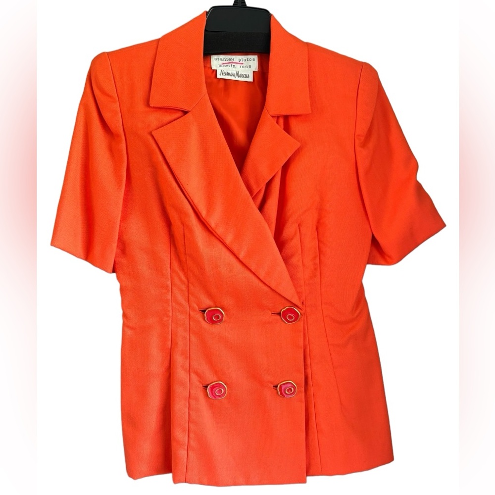 Stanley Platos Martin Ross Double Breasted Short Sleeve Top Blazer Size 10